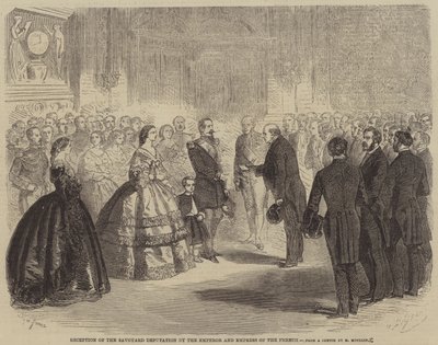 Ontvangst van de Savoyaardse Afvaardiging door de Keizer en Keizerin van Frankrijk door Gustave Janet